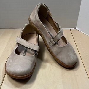 Birkenstock Beige Suede Mary Jane Flats